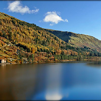 Buy canvas prints of "Autumn sunshine at lake Thirlmere" by ROS RIDLEY