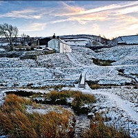 Buy canvas prints of "Farmhouse in the snow" by ROS RIDLEY