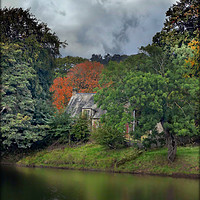 Buy canvas prints of "Spooky Cottage by the river" by ROS RIDLEY
