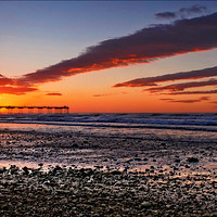 Buy canvas prints of "Saltburn Sunset 3" by ROS RIDLEY