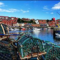 Buy canvas prints of "Lobster pots at Whitby Harbour" by ROS RIDLEY