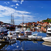 Buy canvas prints of "Reflections at Whitby Marina" by ROS RIDLEY