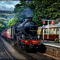 Buy canvas prints of "1264 Arrives at Grosmont" by ROS RIDLEY