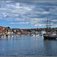 Buy canvas prints of "Busy day at Whitby Harbour" by ROS RIDLEY