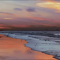 Buy canvas prints of "Golden sunset , Silver sea" by ROS RIDLEY