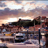 Buy canvas prints of "Whitby Marina Autumn evening" by ROS RIDLEY