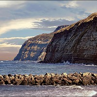 Buy canvas prints of "Misty sunset Skinningrove" by ROS RIDLEY