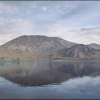 Buy canvas prints of Hazy pastels of an Ennerdale water morning by ROS RIDLEY