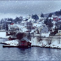 Buy canvas prints of "Snow storm at Finnsnes" by ROS RIDLEY