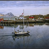 Buy canvas prints of "Expedition boat at Svolvaer Norway" by ROS RIDLEY