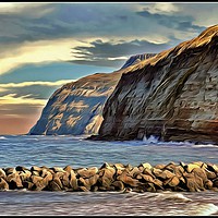 Buy canvas prints of "Skinningrove rocks" by ROS RIDLEY