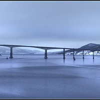 Buy canvas prints of " Gisund Bridge to Finnsnes Norway" by ROS RIDLEY