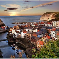 Buy canvas prints of "Staithes Sunrise " by ROS RIDLEY