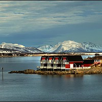 Buy canvas prints of "Blue hour at Stokmarknes Norway" by ROS RIDLEY