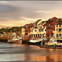 Buy canvas prints of "Evening light Maryport harbour" by ROS RIDLEY