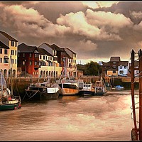 Buy canvas prints of "Cloudy sunset at Maryport" by ROS RIDLEY