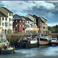 Buy canvas prints of "Elderly boats in Maryport harbour" by ROS RIDLEY