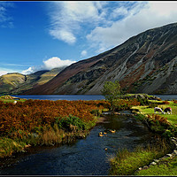 Buy canvas prints of "Autumn evening colours at Wastwater" by ROS RIDLEY