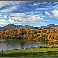 Buy canvas prints of "Blue skies over Derwentwater" by ROS RIDLEY