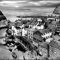 Buy canvas prints of "Staithes monochrome" by ROS RIDLEY