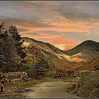 Buy canvas prints of "Sun shines on Great Gable " by ROS RIDLEY