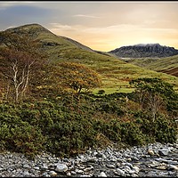 Buy canvas prints of "Autumn foliage at the Scafell range" by ROS RIDLEY