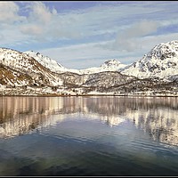 Buy canvas prints of "Mountain reflections Norway" by ROS RIDLEY