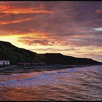 Buy canvas prints of "Cloudy sunset at Saltburn" by ROS RIDLEY