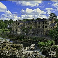 Buy canvas prints of "Cottages along the Wharfe at Grassington" by ROS RIDLEY