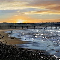 Buy canvas prints of "Hazy sunset at Steetley 2" by ROS RIDLEY