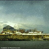 Buy canvas prints of Snow storm arrives at Monk's island by ROS RIDLEY