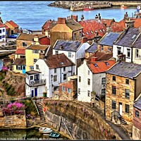 Buy canvas prints of Brightening up Staithes by ROS RIDLEY