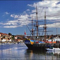 Buy canvas prints of Blue skies over Whitby Harbour by ROS RIDLEY