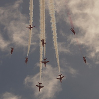 Buy canvas prints of The Red Arrows spaghetti break by Ian Hides
