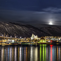Buy canvas prints of Tromso Harbour at Night by Ian Danbury
