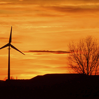 Buy canvas prints of  Bevoir Vale Wind Turbine Sunset by Brian Garner
