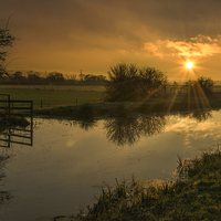 Buy canvas prints of  Sunset over the Grantham Canal by Brian Garner