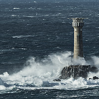 Buy canvas prints of Longships Lighthouse in Rough Sea by Brian Garner