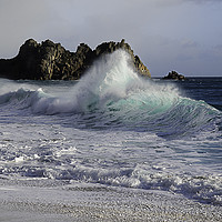 Buy canvas prints of Waves on Porthcurno Beach by Brian Garner