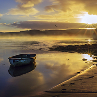 Buy canvas prints of  Misty Conwy Estuary Sunrise by Mal Bray