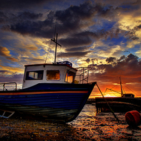 Buy canvas prints of  Rhos on Sea Boats Sunrise by Mal Bray