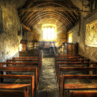 Buy canvas prints of  Sunlit Ancient Chapel Interior by Mal Bray