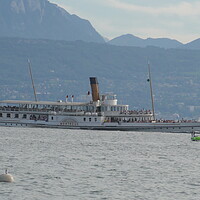 Buy canvas prints of Paddle Steamer on Lake Geneva by John Bridge