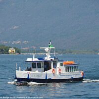 Buy canvas prints of A  Ferry on Lake Maggiore by John Bridge