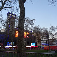 Buy canvas prints of Twilight in Leicester Square by John Bridge