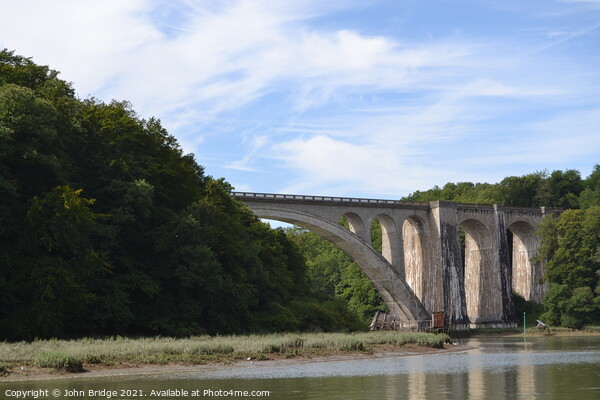 A Viaduct across the River Rance at Dinan Picture Board by John Bridge
