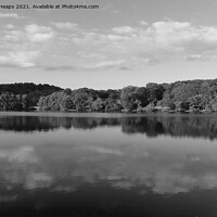 Buy canvas prints of Knypersley reservoir reflections in black and whit by Andrew Heaps