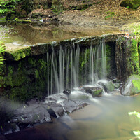 Buy canvas prints of Dreamy waterfall at Knypersley pool. by Andrew Heaps