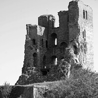 Buy canvas prints of Scarborough castle in black and white by Andrew Heaps