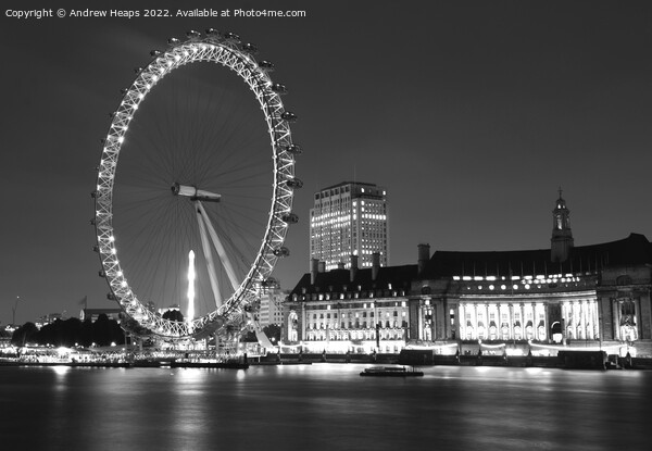 Nighttime Reflections of London Eye Picture Board by Andrew Heaps